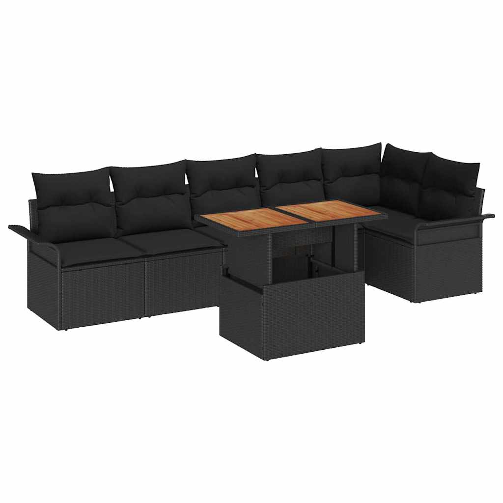 Ensemble de canapé de jardin 7 pcs Noir Poly rotin - XIOS