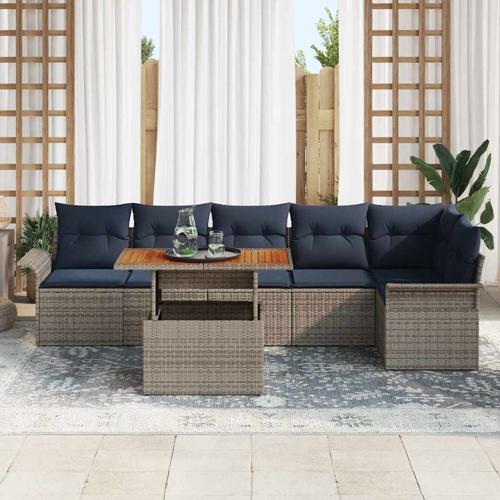 Ensemble de canapé de jardin 7 pcs Gris Poly rotin - XIOS