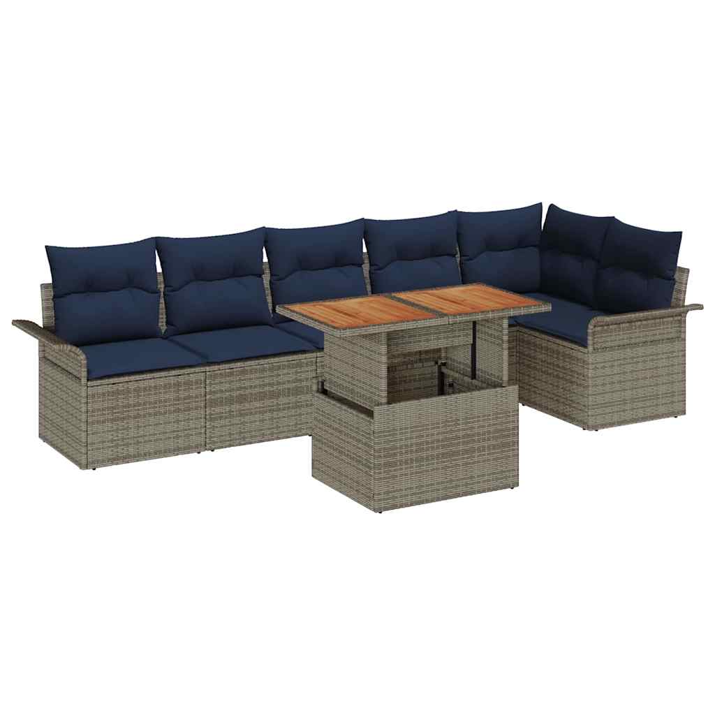 Ensemble de canapé de jardin 7 pcs Gris Poly rotin - XIOS
