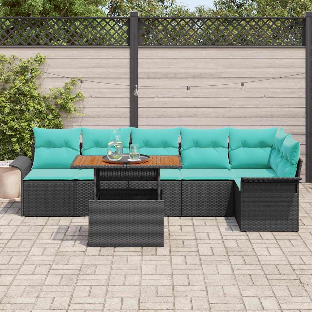Ensemble de canapé de jardin 7 pcs Noir Poly rotin - XIOS