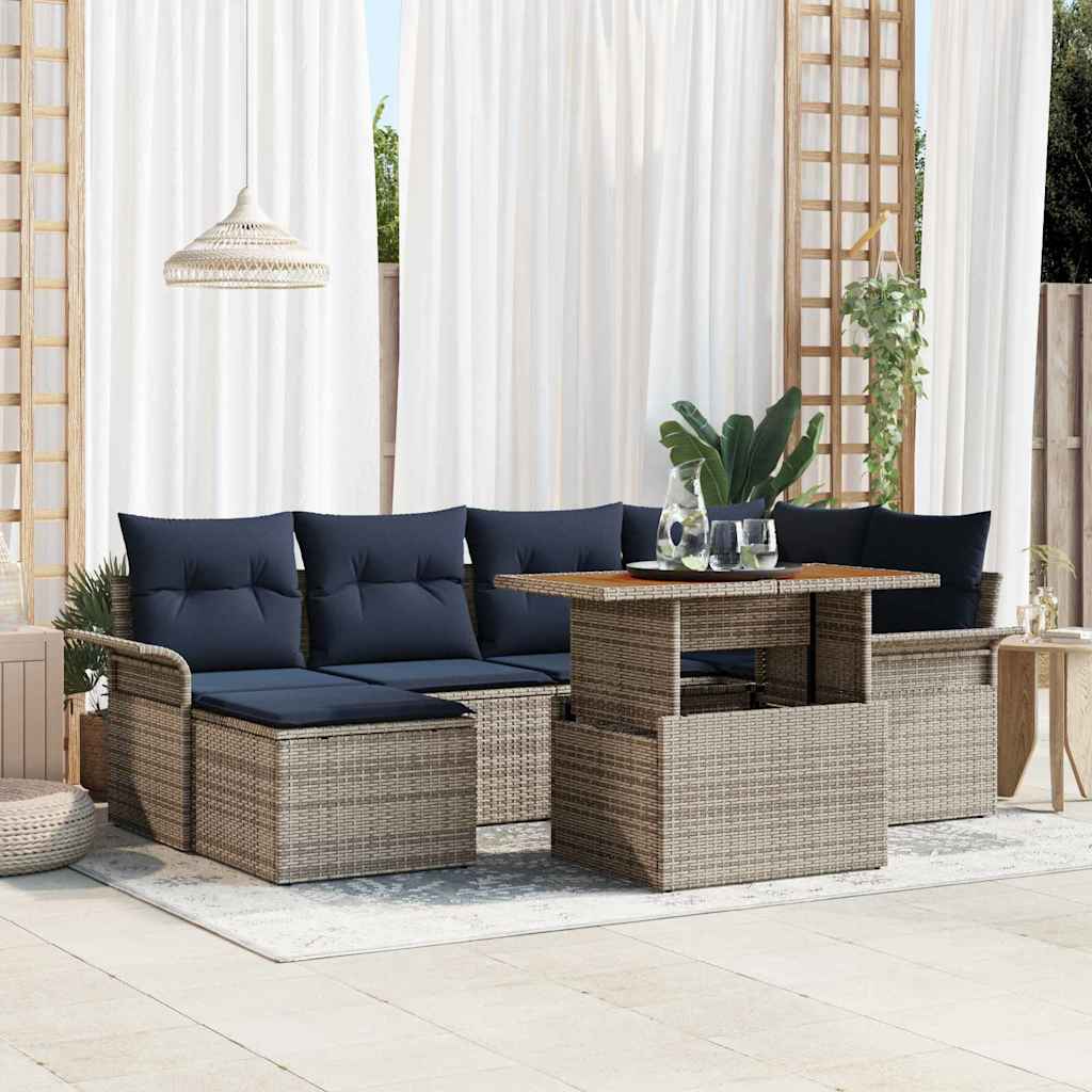 Ensemble de canapé de jardin 7 pcs Gris Poly rotin - XIOS