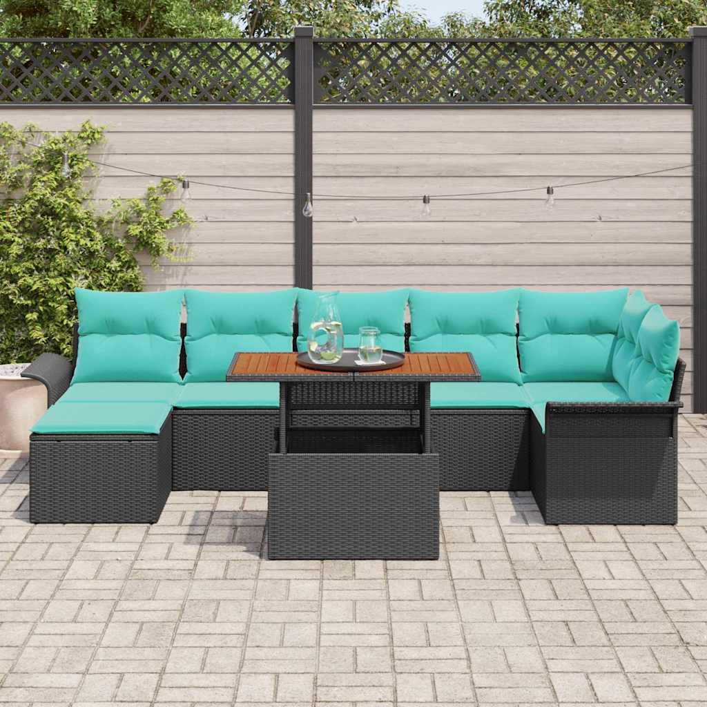 Ensemble de canapé de jardin 8 pcs Noir Poly rotin - XIOS