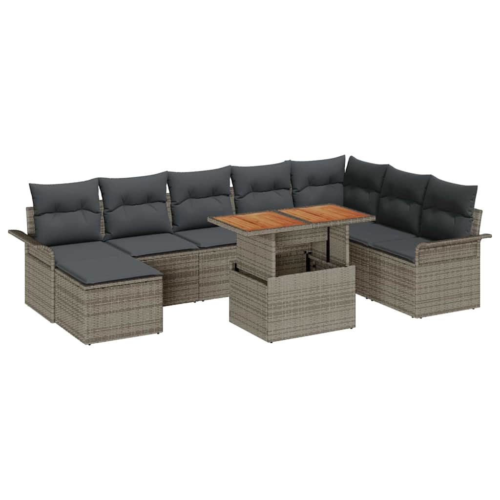 Ensemble de canapé de jardin 9 pcs Gris Poly rotin - XIOS