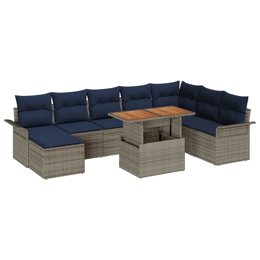 Ensemble de canapé de jardin 9 pcs Gris Poly rotin - XIOS