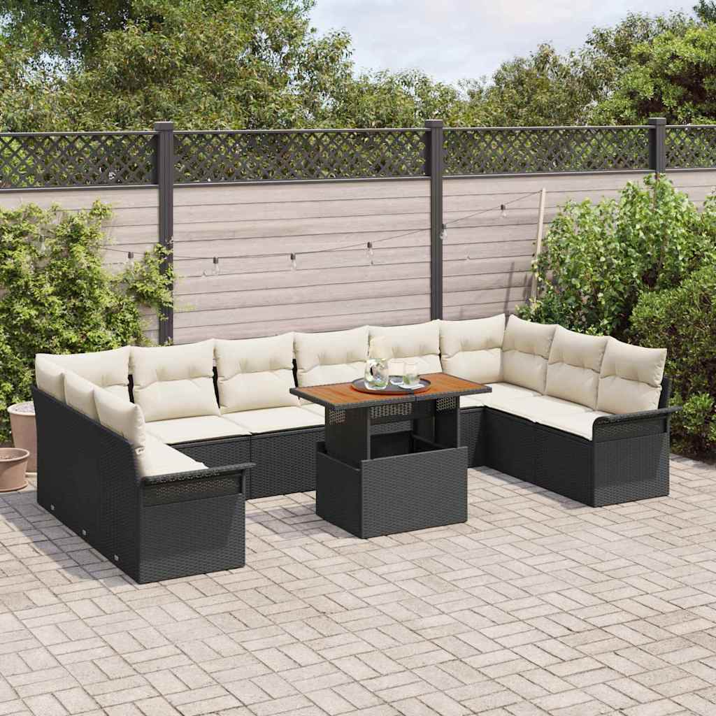 Ensemble de canapé de jardin 9 pcs Noir Poly rotin - XIOS