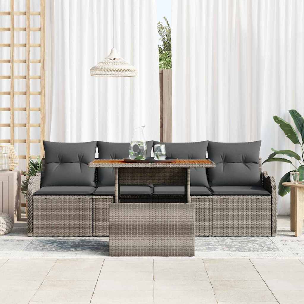 Ensemble de canapé de jardin avec stockage 5 pcs Gris polyrotin - XIOS