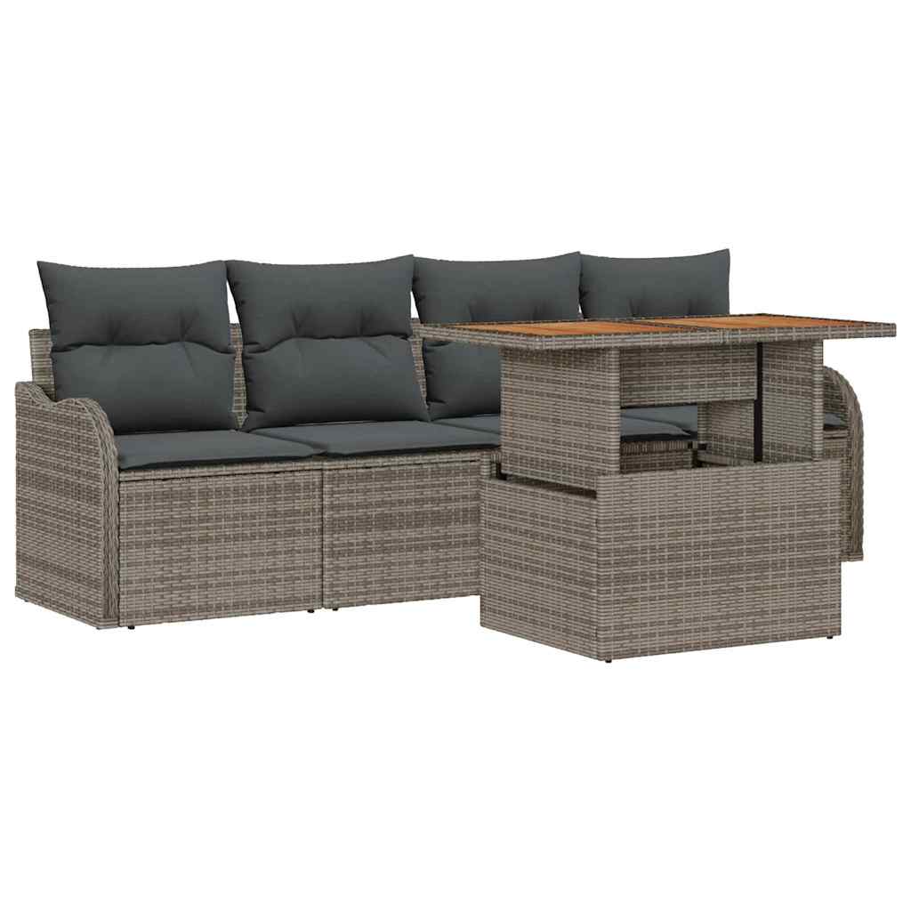 Ensemble de canapé de jardin avec stockage 5 pcs Gris polyrotin - XIOS
