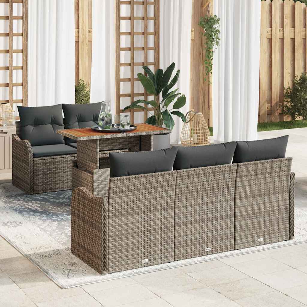 Ensemble de canapé de jardin 6 pcs Gris Poly rotin - XIOS