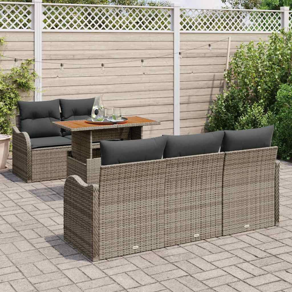 Ensemble de canapé de jardin 6 pcs Gris Poly rotin - XIOS