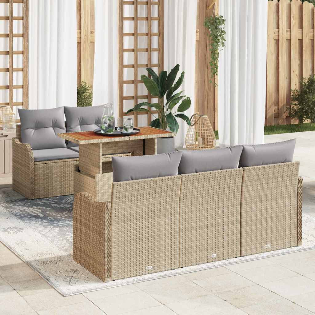 Ensemble de canapé de jardin 6 pcs Beige Poly rotin - XIOS