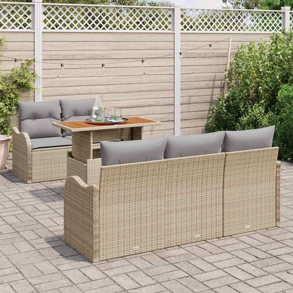 Ensemble de canapé de jardin 6 pcs Beige Poly rotin - XIOS