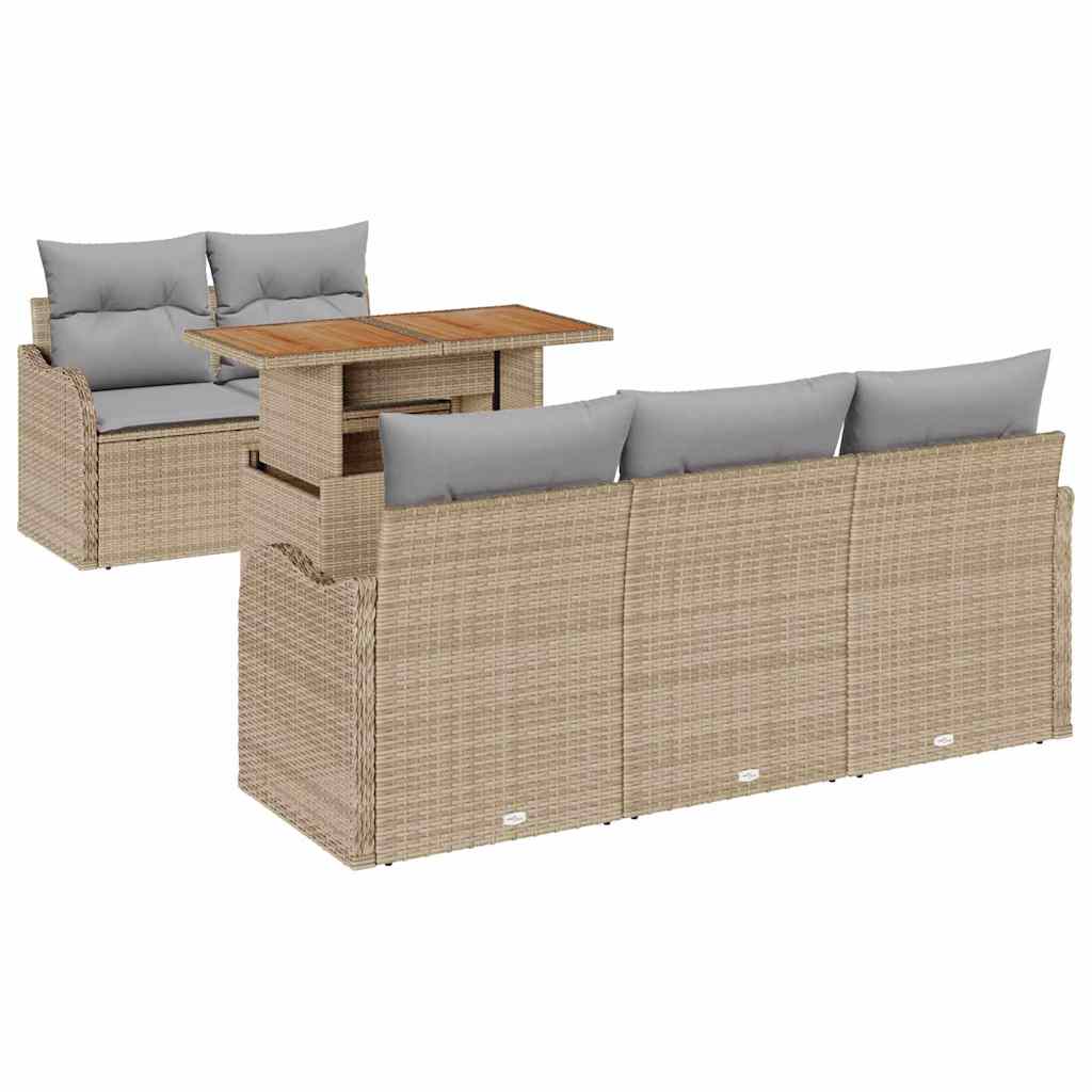 Ensemble de canapé de jardin 6 pcs Beige Poly rotin - XIOS