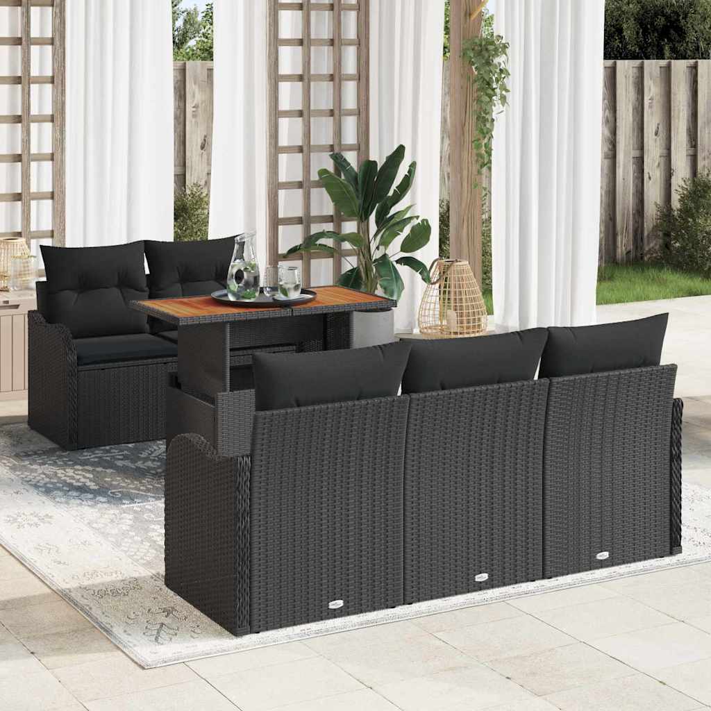 Ensemble de canapé de jardin 6 pcs Noir Poly rotin - XIOS