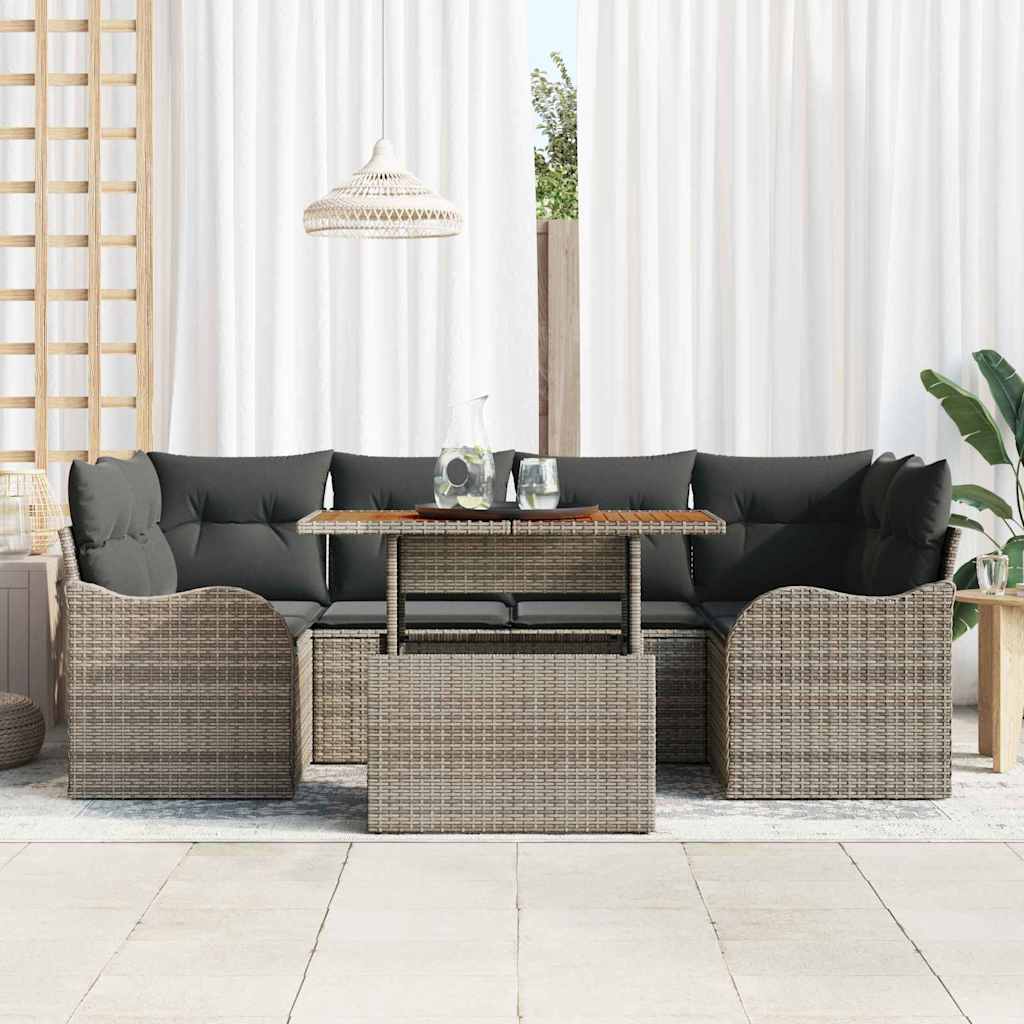 Ensemble de canapé de jardin 7 pcs Gris Poly rotin - XIOS