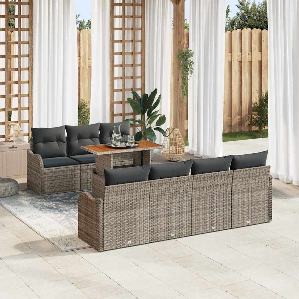 Ensemble de canapé de jardin 8 pcs Gris Poly rotin - XIOS