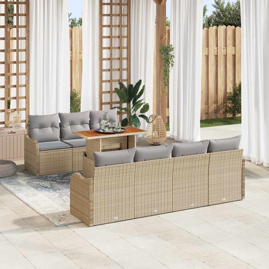 Ensemble de canapé de jardin 8 pcs Beige Poly rotin - XIOS