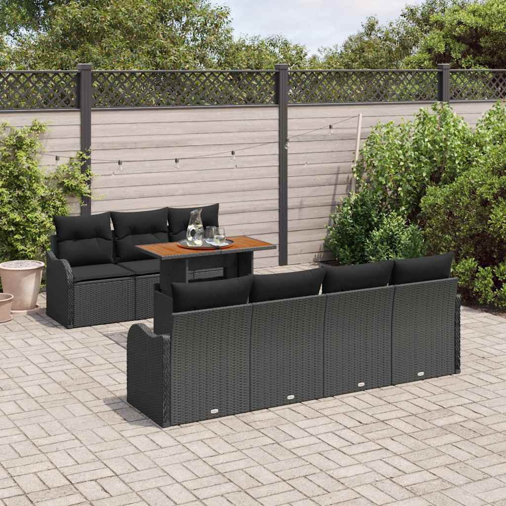Ensemble de canapé de jardin 8 pcs Noir Poly rotin - XIOS