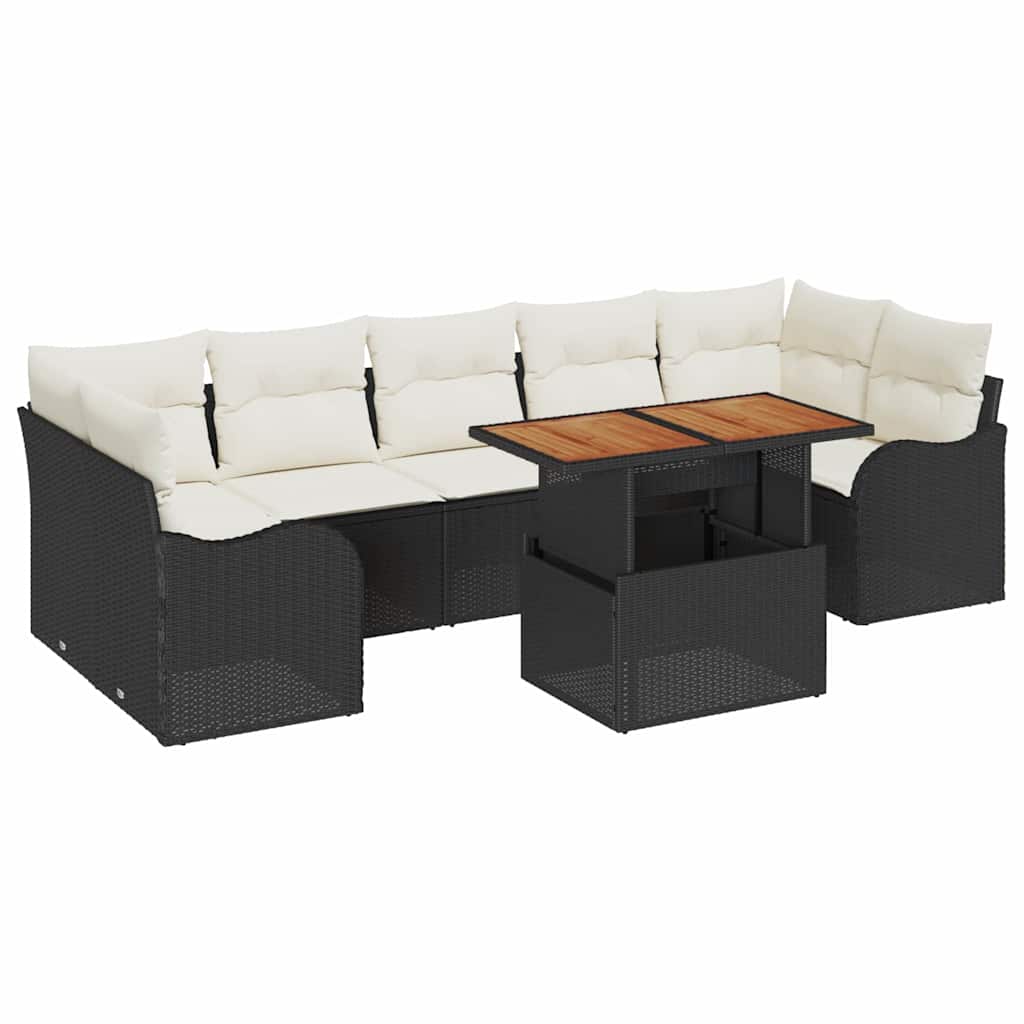 Ensemble de canapé de jardin 8 pcs Noir Poly rotin - XIOS