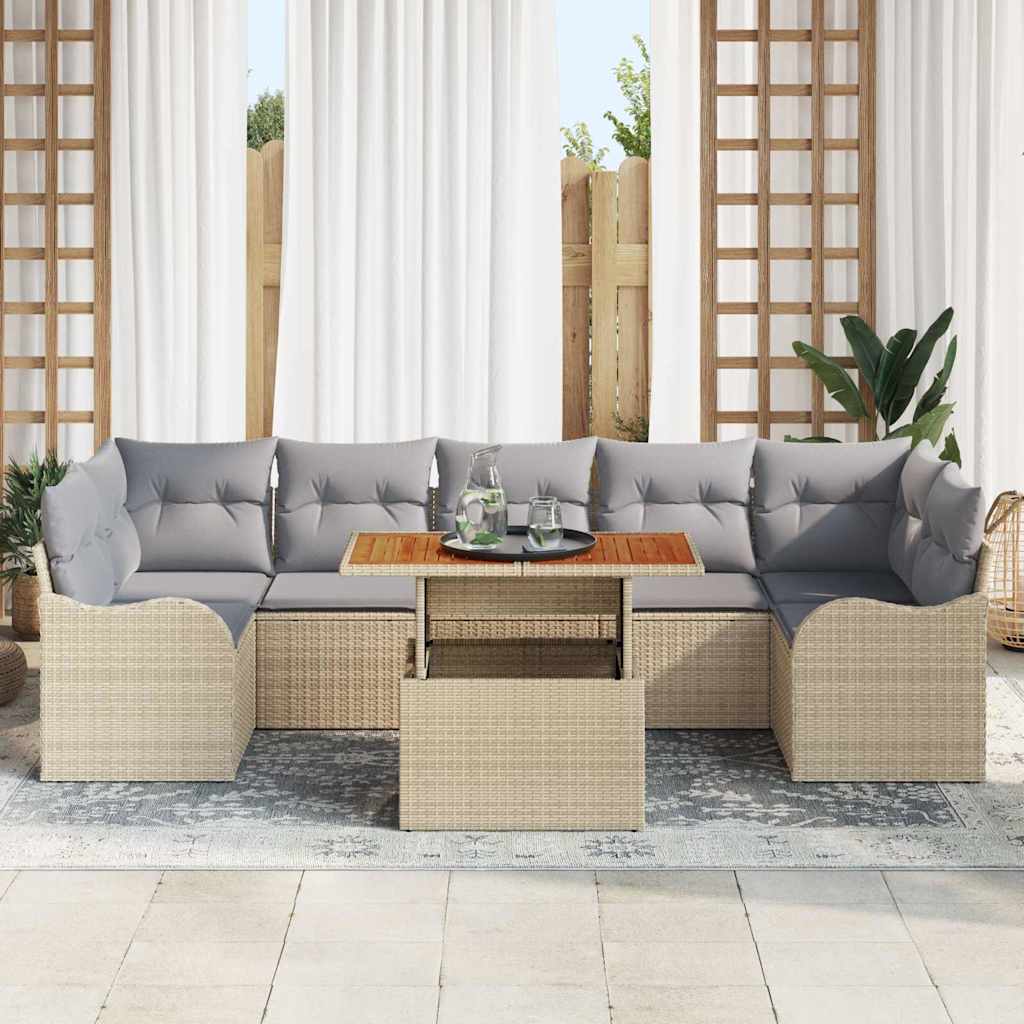 Ensemble de canapé de jardin 8 pcs Beige Poly rotin - XIOS