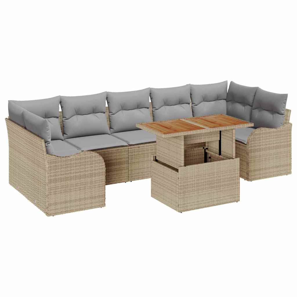 Ensemble de canapé de jardin 8 pcs Beige Poly rotin - XIOS