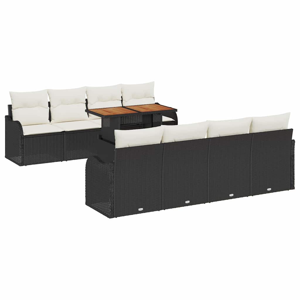Ensemble de canapé de jardin 9 pcs Noir Poly rotin - XIOS