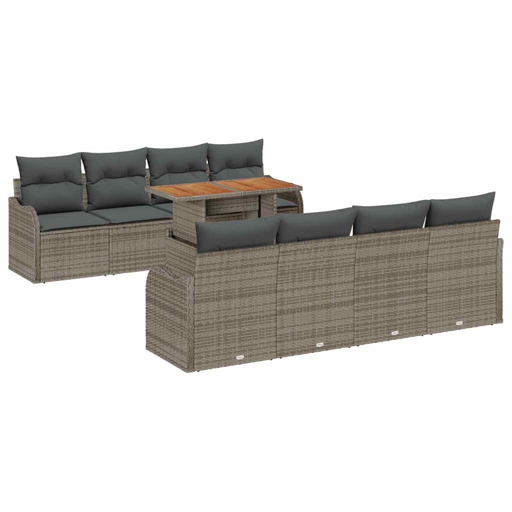 Ensemble de canapé de jardin 9 pcs Gris Poly rotin - XIOS