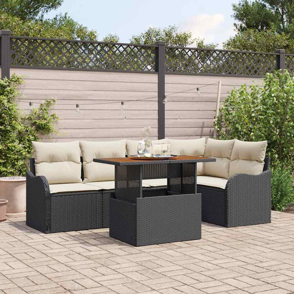 Ensemble de canapé de jardin 6 pcs Noir Poly rotin - XIOS