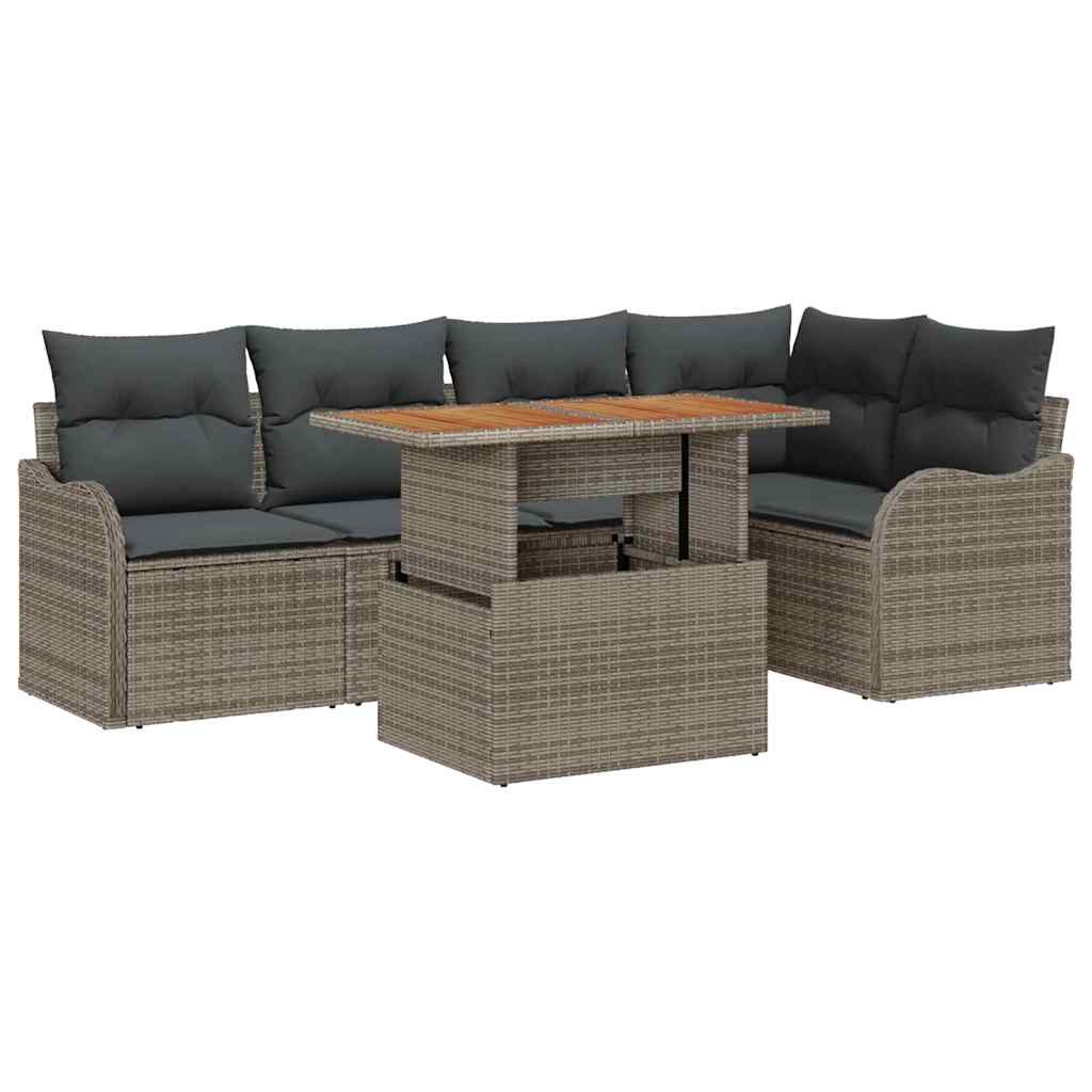 Ensemble de canapé de jardin 6 pc Gris Poly rotin