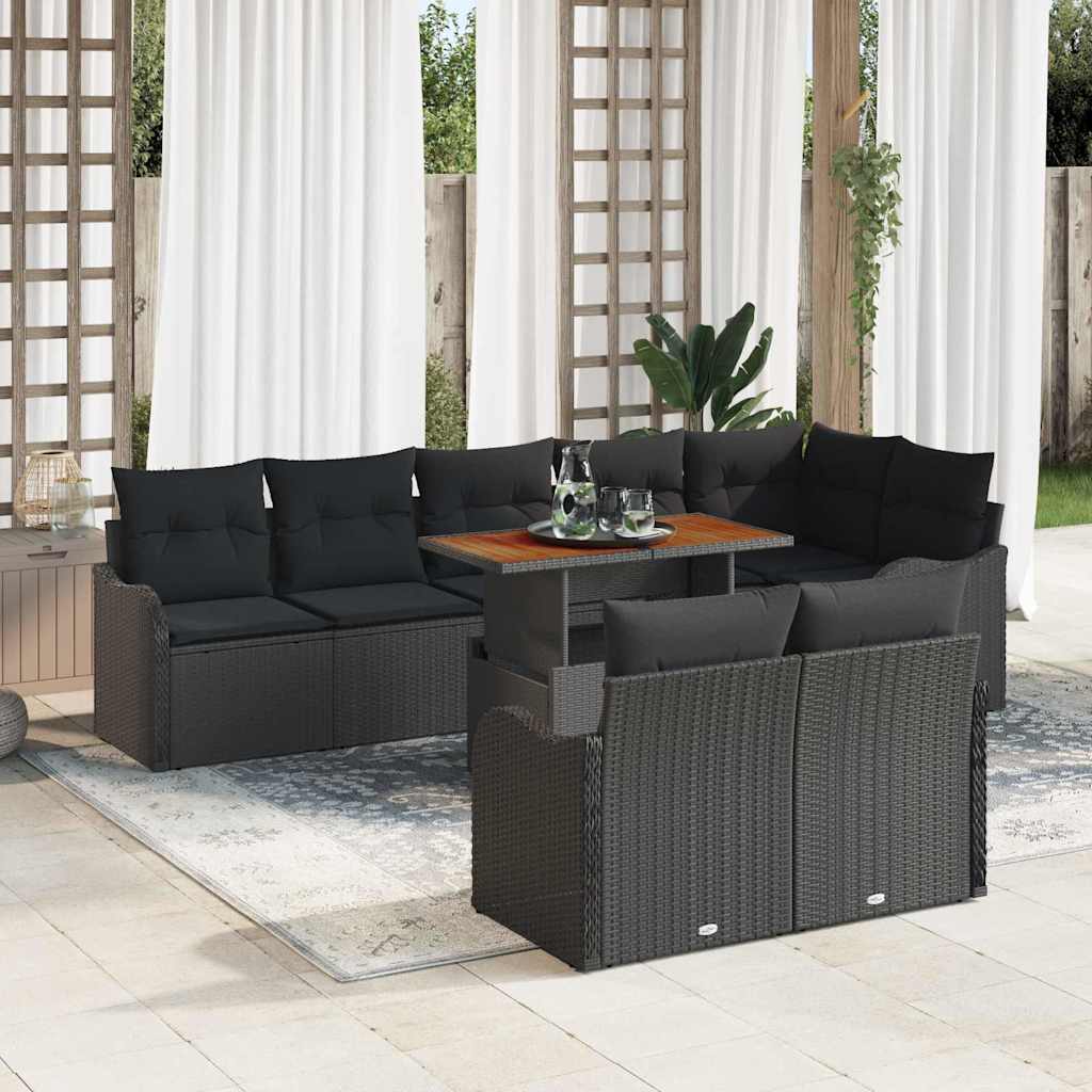Ensemble de canapé de jardin 9 pcs Noir Poly rotin - XIOS