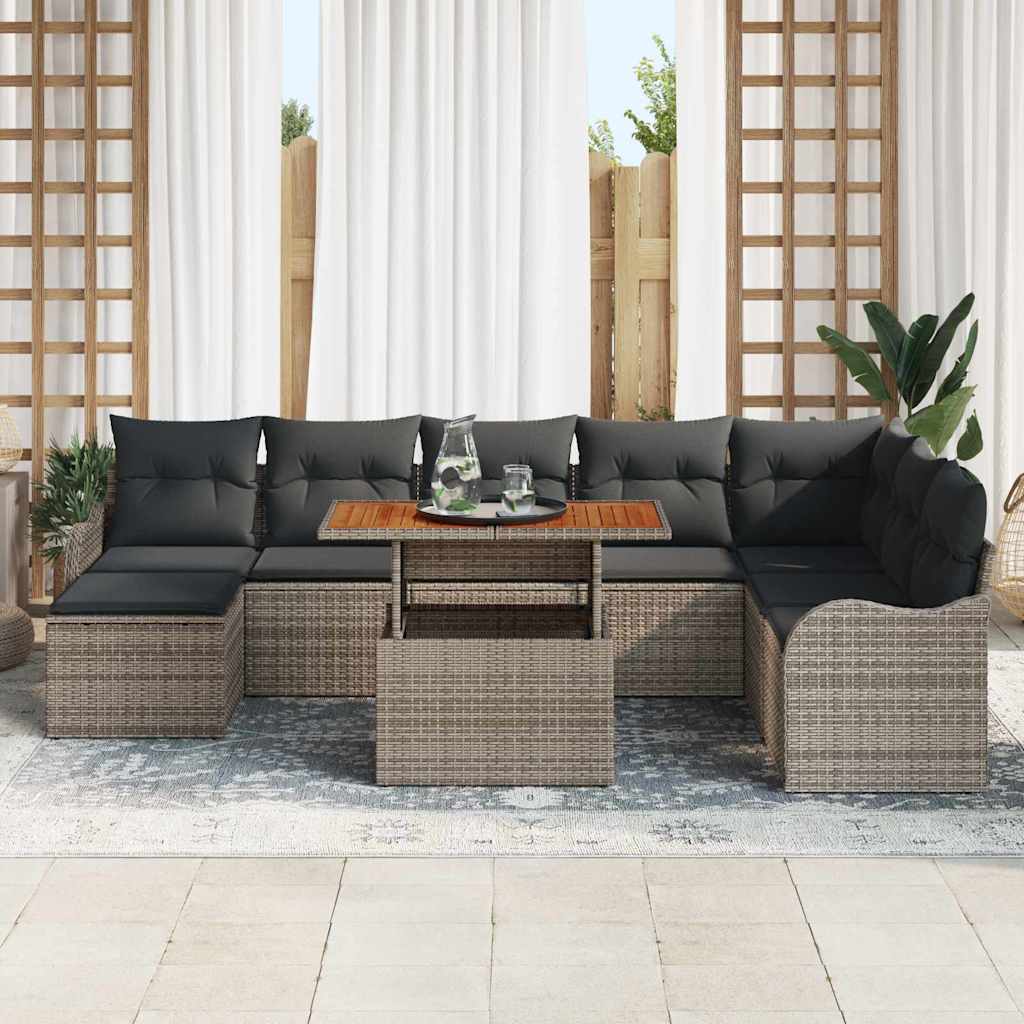 Ensemble de canapé de jardin 9 pcs Gris Poly rotin - XIOS