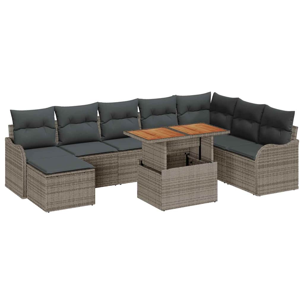 Ensemble de canapé de jardin 9 pcs Gris Poly rotin - XIOS