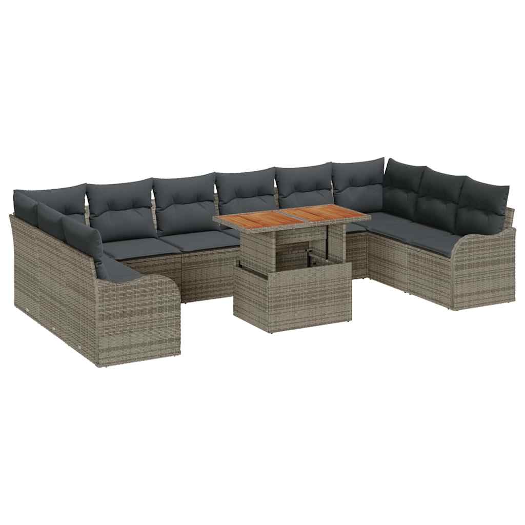 Ensemble de canapé de jardin 11 pcs Gris Poly rotin - XIOS