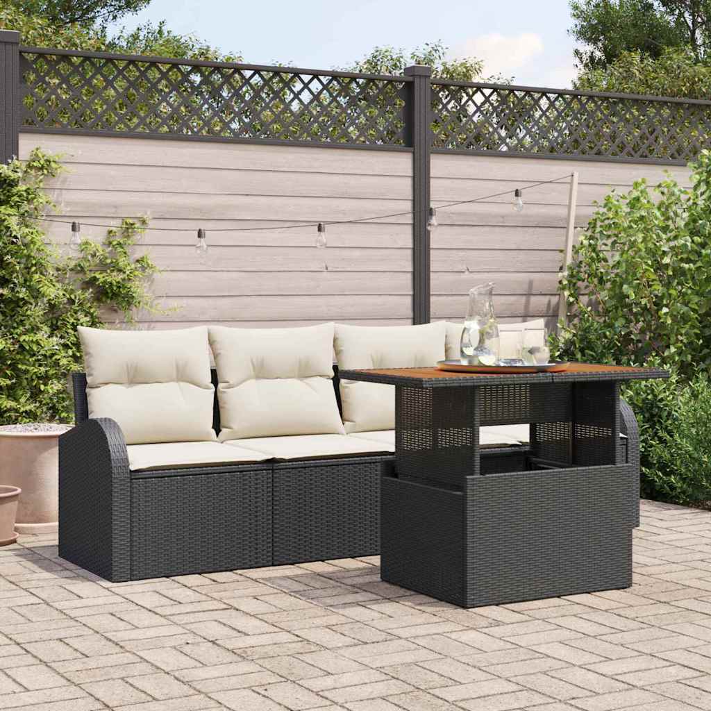 Ensemble de canapé de jardin 5 pcs Noir Poly rotin - XIOS