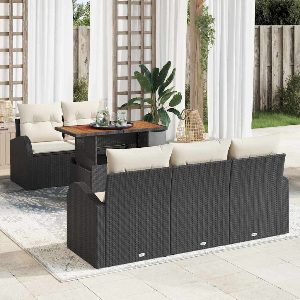 Ensemble de canapé de jardin 6 pcs Noir Poly rotin - XIOS
