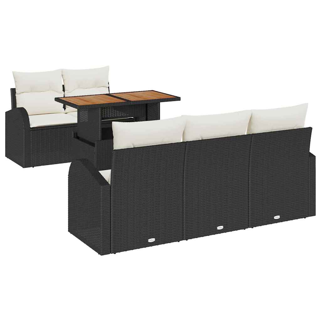 Ensemble de canapé de jardin 6 pcs Noir Poly rotin - XIOS