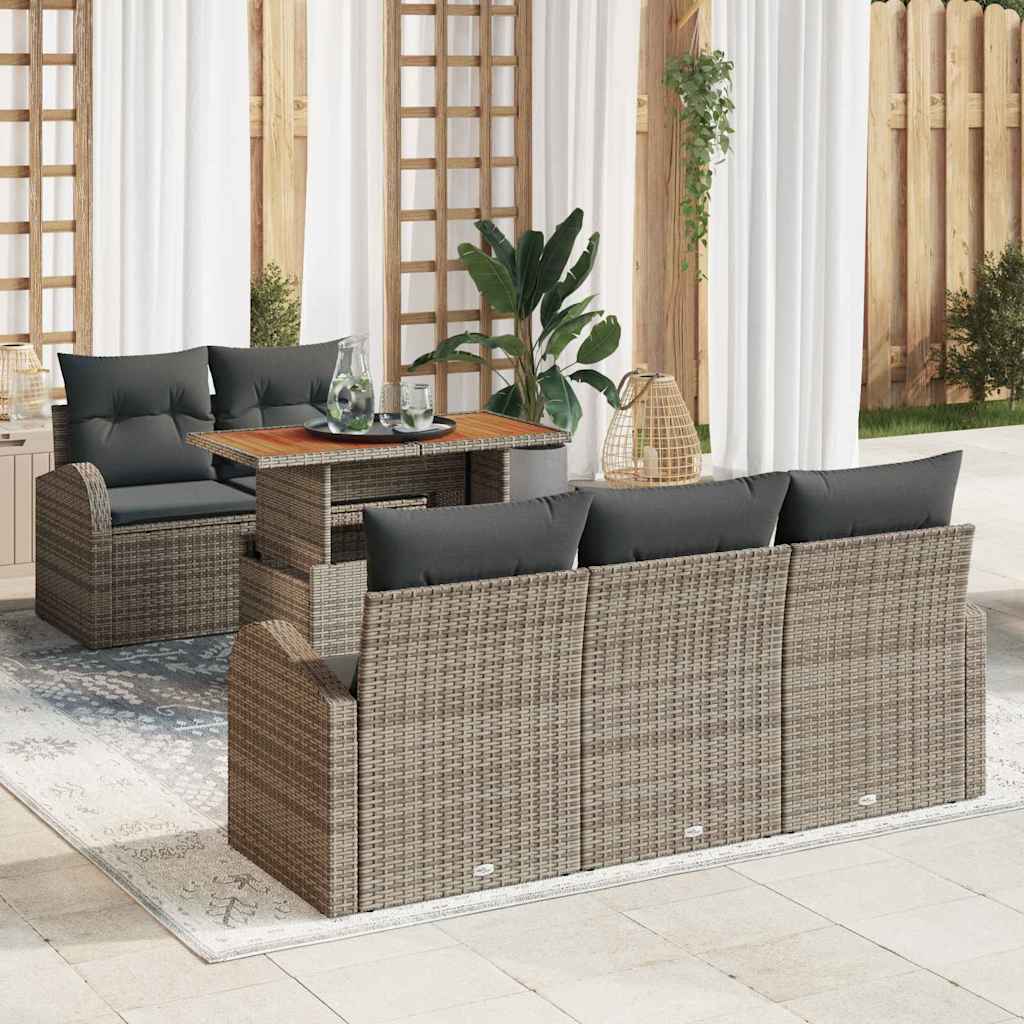 Ensemble de canapé de jardin 6 pcs Gris Poly rotin - XIOS