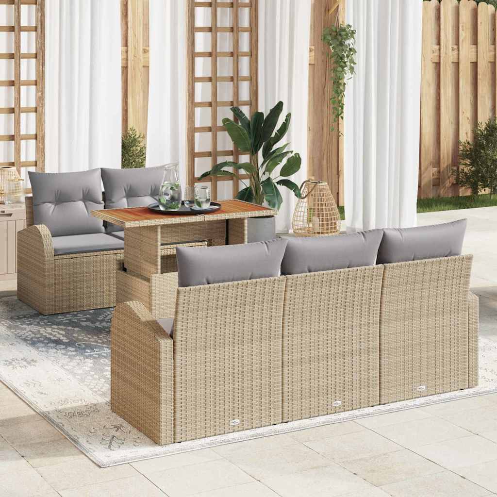 Ensemble de canapé de jardin 6 pcs Beige Poly rotin - XIOS
