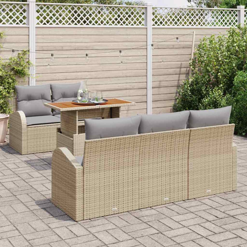Ensemble de canapé de jardin 6 pcs Beige Poly rotin - XIOS