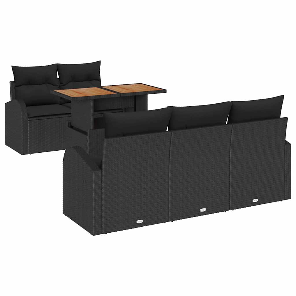 Ensemble de canapé de jardin 6 pcs Noir Poly rotin - XIOS