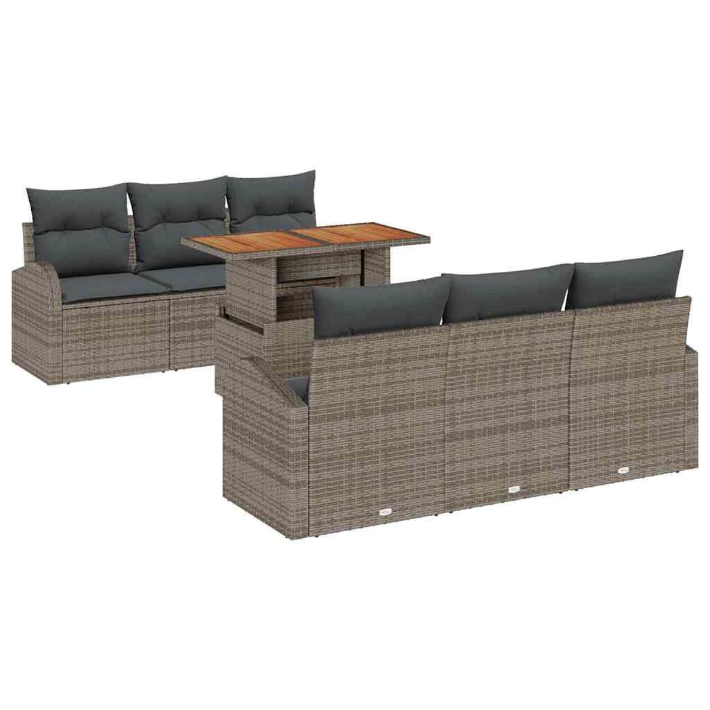 Ensemble de canapé de jardin 7 pcs Gris Poly rotin - XIOS