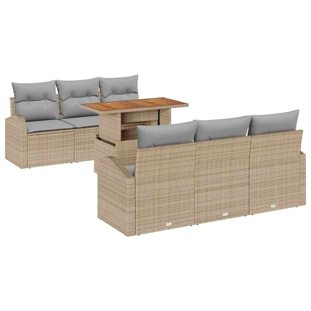 Ensemble de canapé de jardin 7 pcs Beige Poly rotin - XIOS