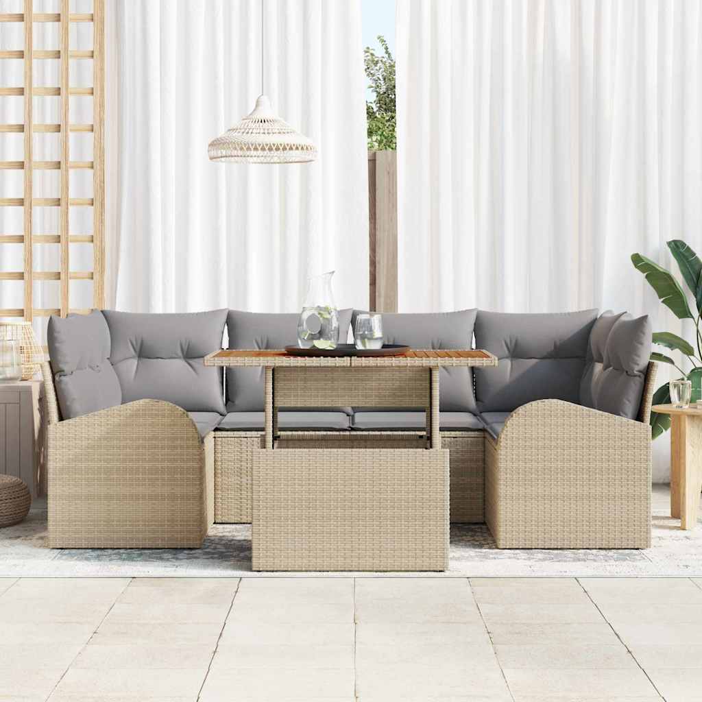 Ensemble de canapé de jardin 7 pcs Beige Poly rotin - XIOS