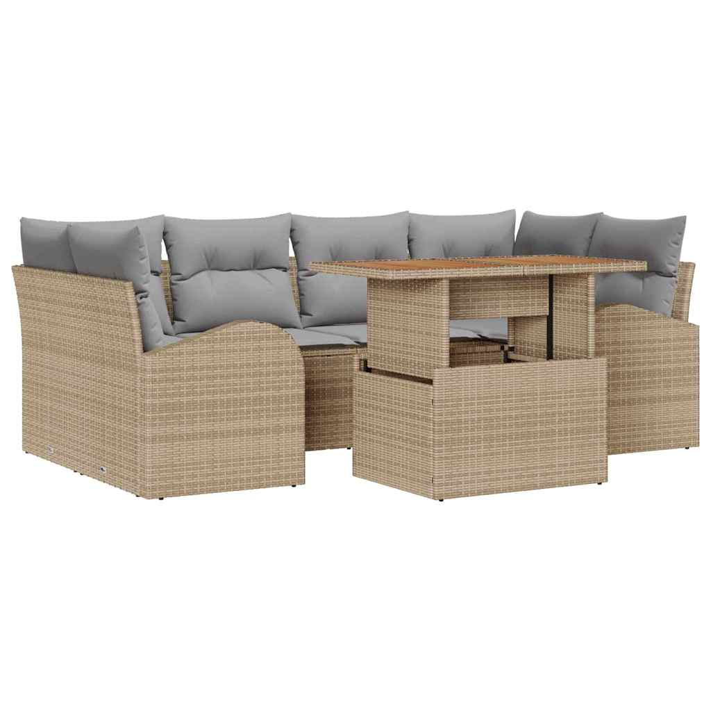 Ensemble de canapé de jardin 7 pcs Beige Poly rotin - XIOS