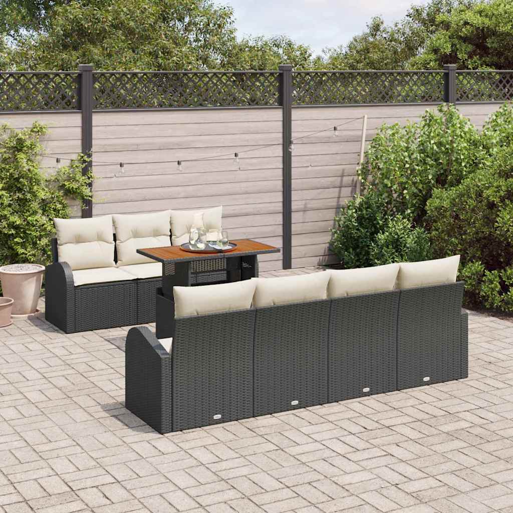 Ensemble de canapé de jardin 8 pcs Noir Poly rotin - XIOS