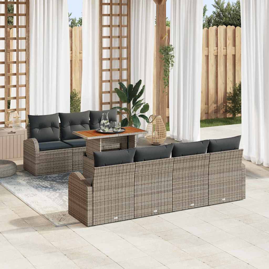 Ensemble de canapé de jardin 8 pcs Gris Poly rotin - XIOS