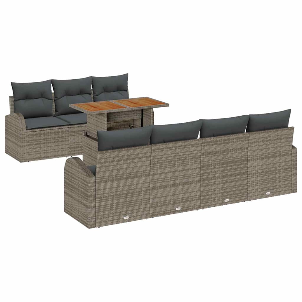 Ensemble de canapé de jardin 8 pcs Gris Poly rotin - XIOS