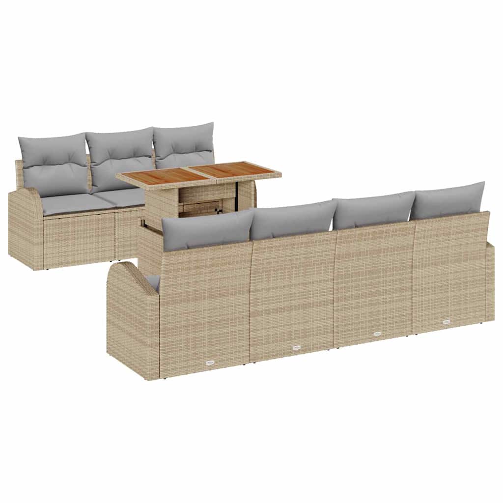 Ensemble de canapé de jardin 8 pcs Beige Poly rotin - XIOS
