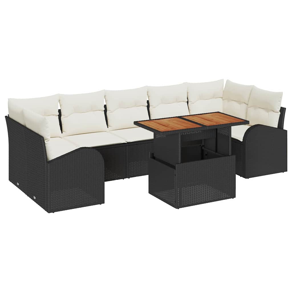 Ensemble de canapé de jardin 8 pcs Noir Poly rotin - XIOS