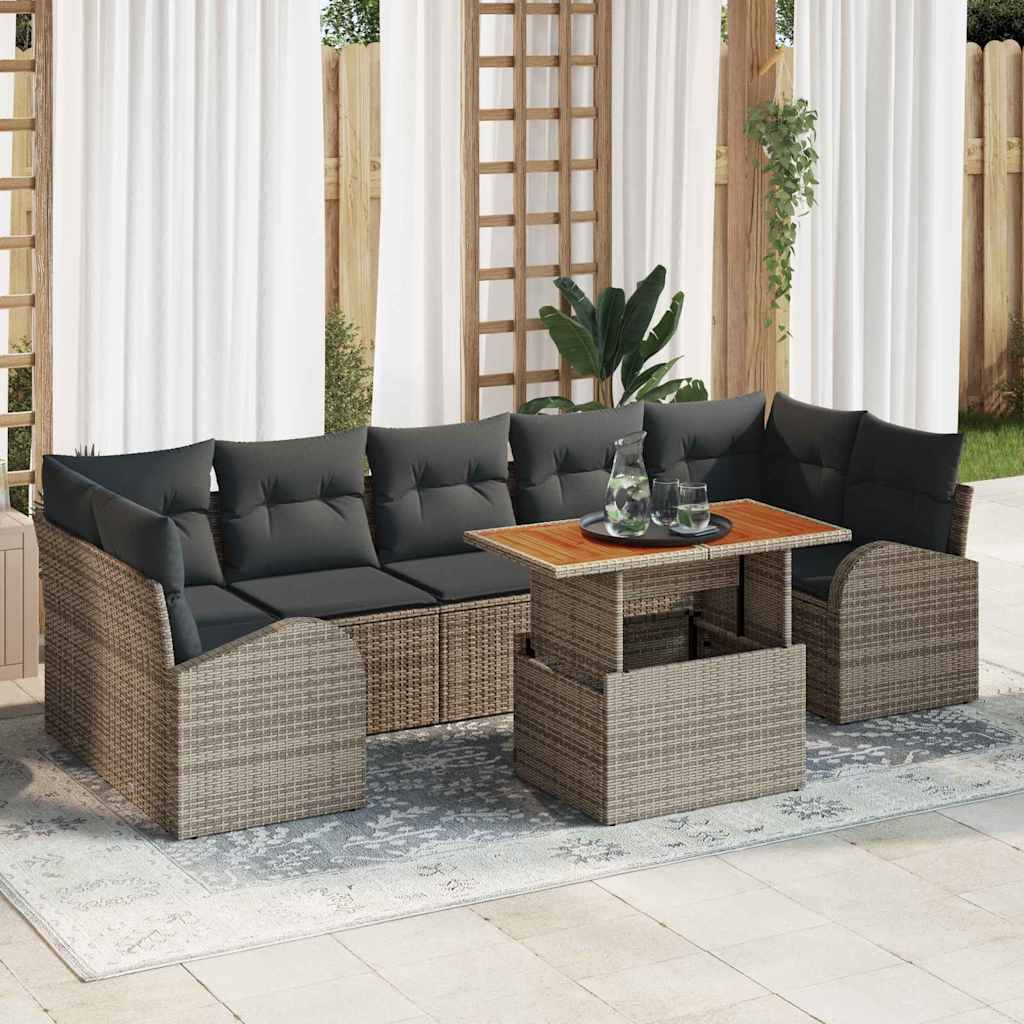 Ensemble de canapé de jardin 8 pcs Gris Poly rotin - XIOS