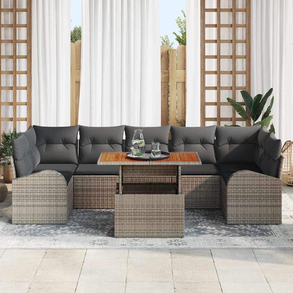 Ensemble de canapé de jardin 8 pcs Gris Poly rotin - XIOS
